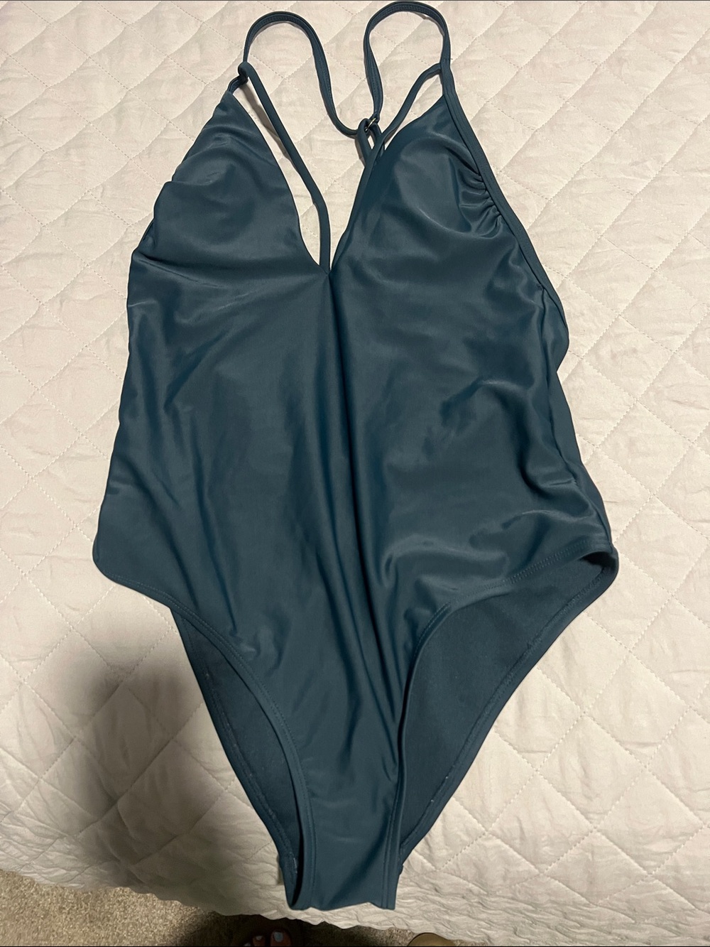 Xhilaration Dark Teal One-Piece Swimsuit with Strappy Back Detail
